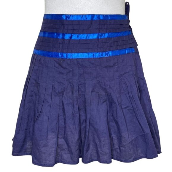 H&M Women's Linen Pleated Schoolgirl Elastic Tie Waist Fit & Flare Skirt 0P - Picture 1 of 9